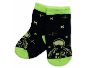 Dětské bavlněné ponožky Kosmonaut - černé