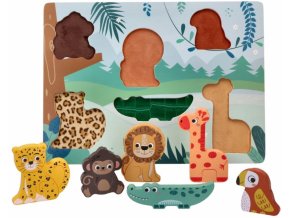 Dřevěné zábavné vkládací puzzle Adam Toys, Safari 3D