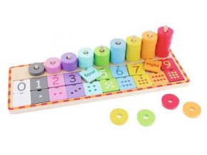 Trefl Dřevěná hračka, počítadlo s anglickými čísly a žetóny