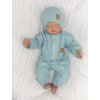 Z&Z 2-dílná soupravička žebrovaný overálek s knoflíčky a čepička, mořská modrá (Velikost 50 (0-1m))