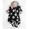 Rostoucí teplákový overal pro miminko, čepice, botky, 3D, Nature Star - černý (Velikost 56/62 (0-3m))