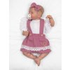 3D sada LADY, bavlna, body kr. rukáv, suknička s láclem, čelenka, šeříková/bílá (Velikost 62 (2-3m))