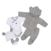 Z&Z 5-dílná kojenecká soupravička pletená do porodnice - šedá, bílá