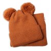 baby nellys zimni pletena cepice nakrcnik hneda s bambulkami