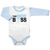 Body dlouhý rukáv s vtipným textem Baby Nellys, The New Boss, kluk (Velikost 56 (1-2m))