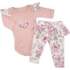 Z&Z 2-dílná soupravička body a legíny se sukničkou Květy - pudrová/ecru (Velikost 68 (3-6m))