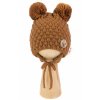 Zimní pletená čepice Teddy Bear na zavazování, hnědá, Baby Nellys