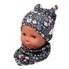 Baby Nellys Dvouvrstvá čepice s oušky + šátek Palouček, grafit (Velikost 62-74 (3-9m))