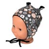 Baby Nellys Kojenecká čepička s oušky na zavazování - Palouček, grafit (Velikost 56/62 (0-3m))