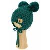 Zimní pletená čepice Teddy Bear na zavazování, zelená, Baby Nellys (Velikost 68-80 (6-12m))