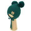 Zimní pletená čepice Teddy Bear na zavazování, zelená, Baby Nellys (Velikost 68-80 (6-12m))