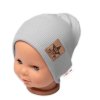 Žebrovaná dvouvrstvá čepice s lemem - šedá, Baby Nellys (Velikost 68/74 (6-9m))