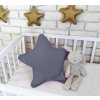 Baby Nellys Dekorační oboustranný polštářek - Hvězdička, 45 cm - tmavě šedá