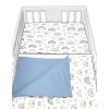 Mantinel s povlečením 3D, Duha, pastelová s potiskem/modrá, Baby Nellys (Velikost povlečení 120x90, Rozměry polštáře 40 x 60, Rozměry přikrývky 120 x 90)