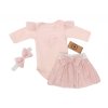 Z&Z 3-dílná soupravička body, tylová suknička a čelenka, růžová (Velikost 56 (1-2m))