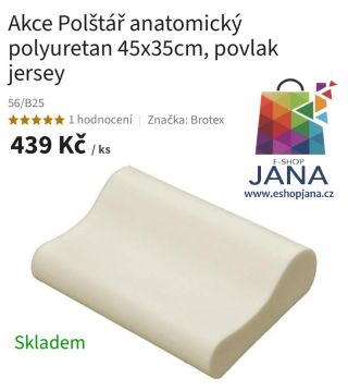 Polštář anatomický polyuretan - 439.-Kč https://www.eshopjana.cz/polstar-anatomicky-polyuretan-45x35cm--povlak-jersey/...