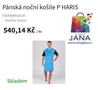 Pánská noční košile P HARIS - 540,14Kč https://www.eshopjana.cz/panska-nocni-kosile-p-haris/ #ponozky #povleceni #rucnik...