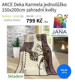 AKCE Deka Karmela - 799.-Kč https://www.eshopjana.cz/akce-deka-karmela-jednoluzko-150x200cm-zahradni-kvety/ #ponozky...