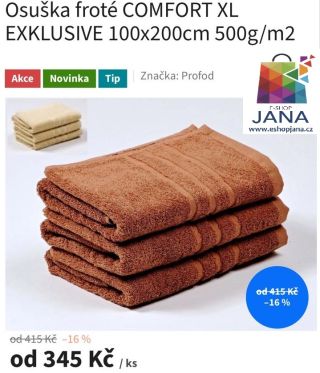 Osuška froté COMFORT XL - 345.-Kč https://www.eshopjana.cz/osuska-frote-comfort-xl-exklusive-100x200cm-500g-m2/ #ponozky...