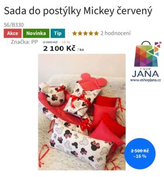 Sada do postýlky Mickey červený - 2100.-Kč https://www.eshopjana.cz/sada-do-postylky-mickey-cerveny/ #ponozky #povleceni...