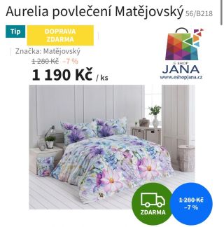 Aurelia povlečení Matějovský - 1190.-Kč https://www.eshopjana.cz/aurelia-bavlna-deluxe-digital-1x-140-200--1x-70-90-2/...