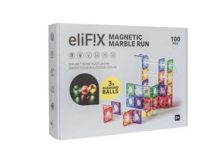 Magneticka stavebnice EliFix fresh kulickova draha 100 ks svitici kulicky