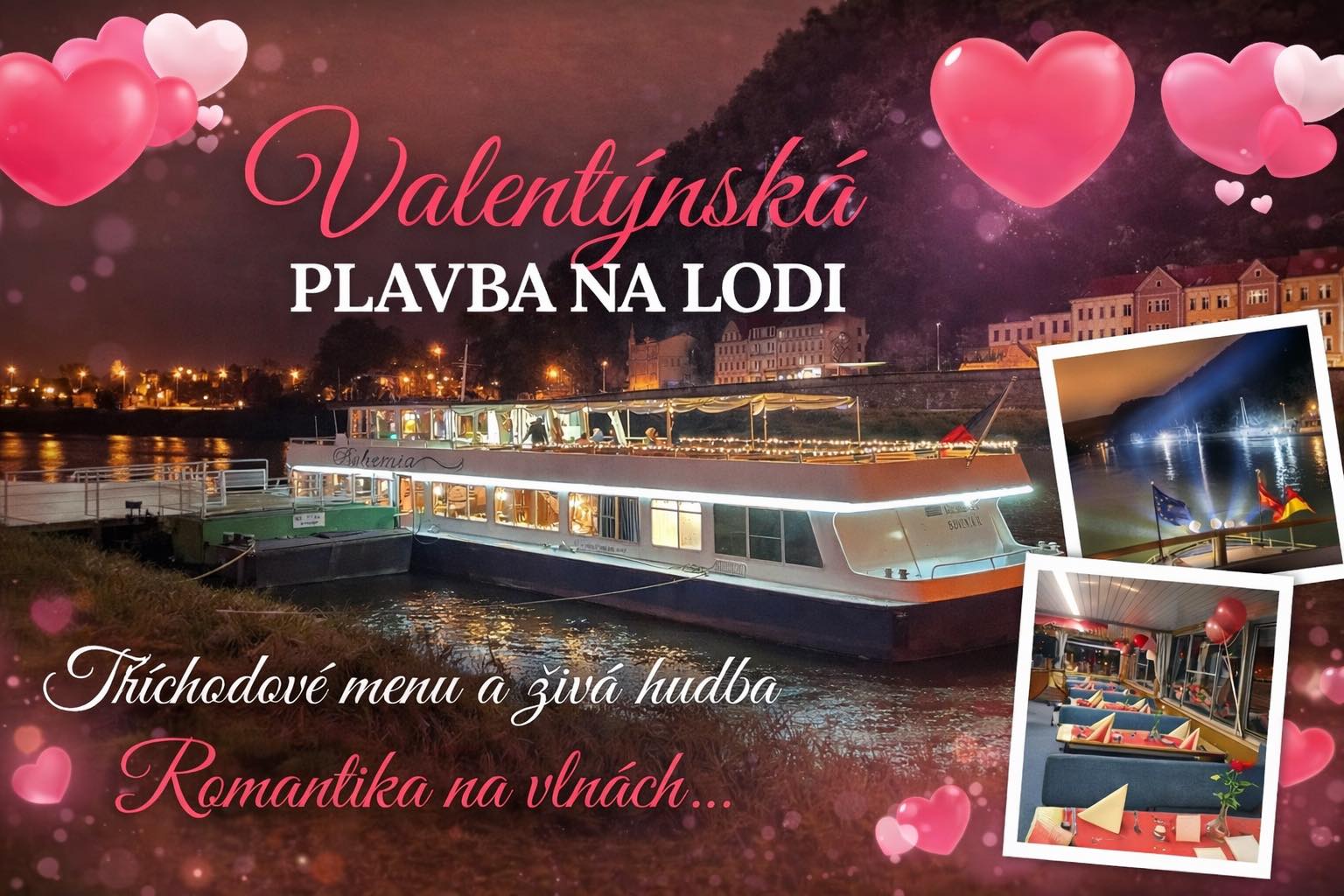 Valentýnský taneční večer na lodi v Děčíně 14.02.2026