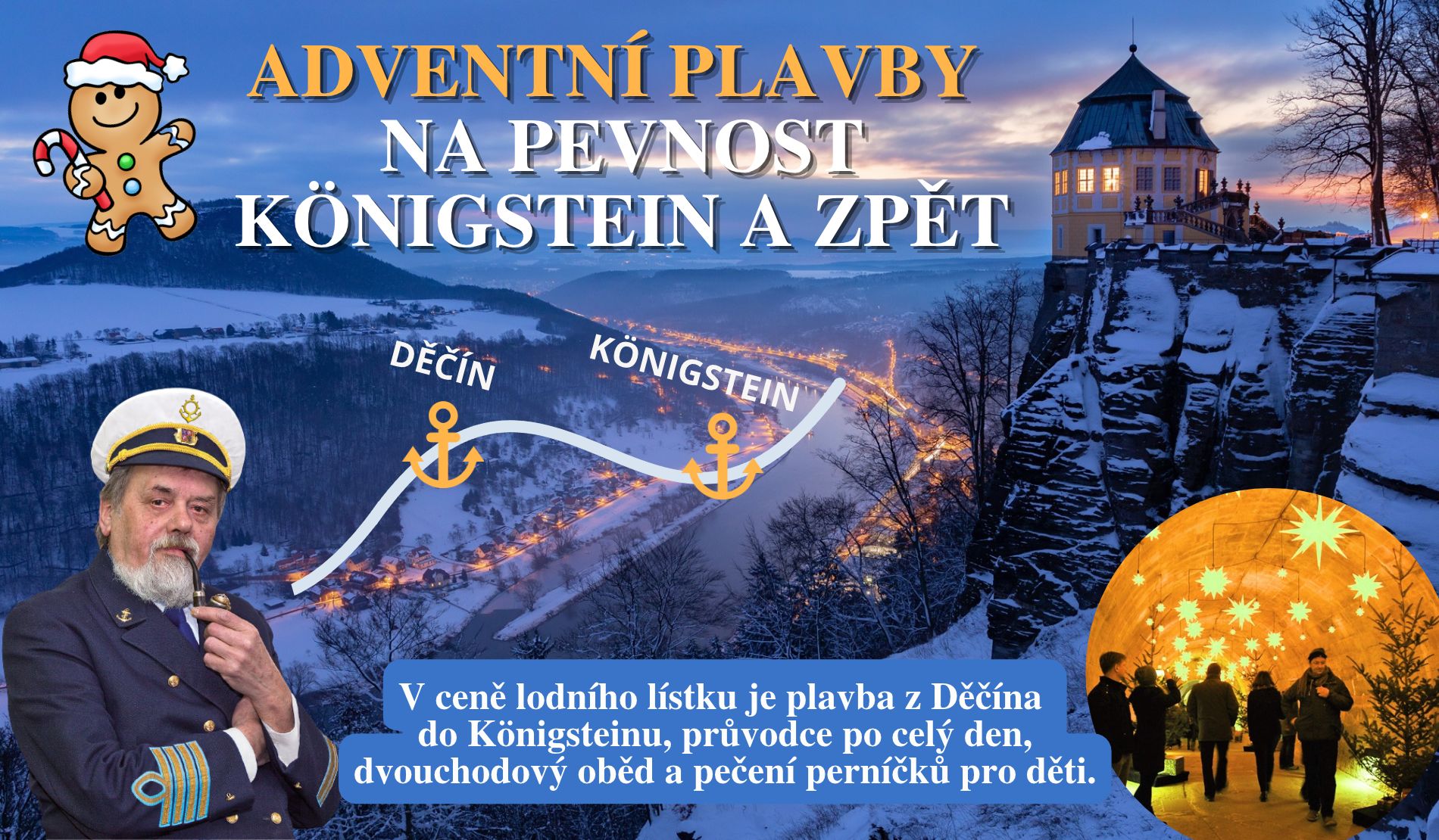 Adventní plavba na vánoční trhy na pevnosti Königstein 2026