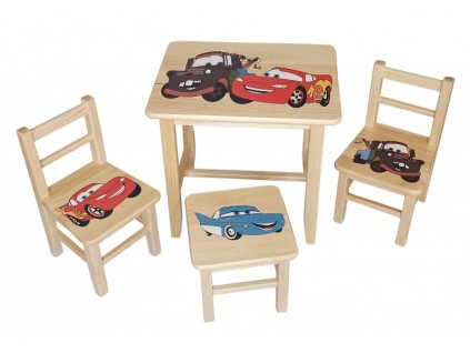 Dětský stůl ze dřeva se židličkami Auta Vzor 15  stolička zdarma