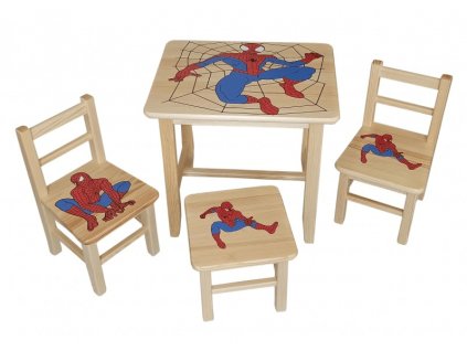 Dětský stůl ze dřeva se židličkami Spiderman Vzor 24  stolička zdarma