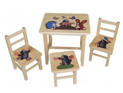 Dětský stůl ze dřeva se židličkami Krtek Vzor 30  stolička zdarma