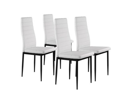 13585 sada 4 jidelnich zidli z ekokuze s tvarovanym operadlem bila