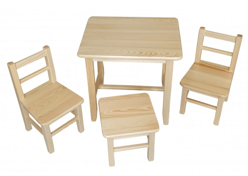 Drew-mix Detský stôl z dreva so stoličkami Vzor 28