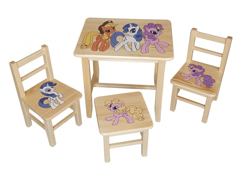 Drew-mix Detský stôl z dreva so stoličkami Ponny Vzor 11