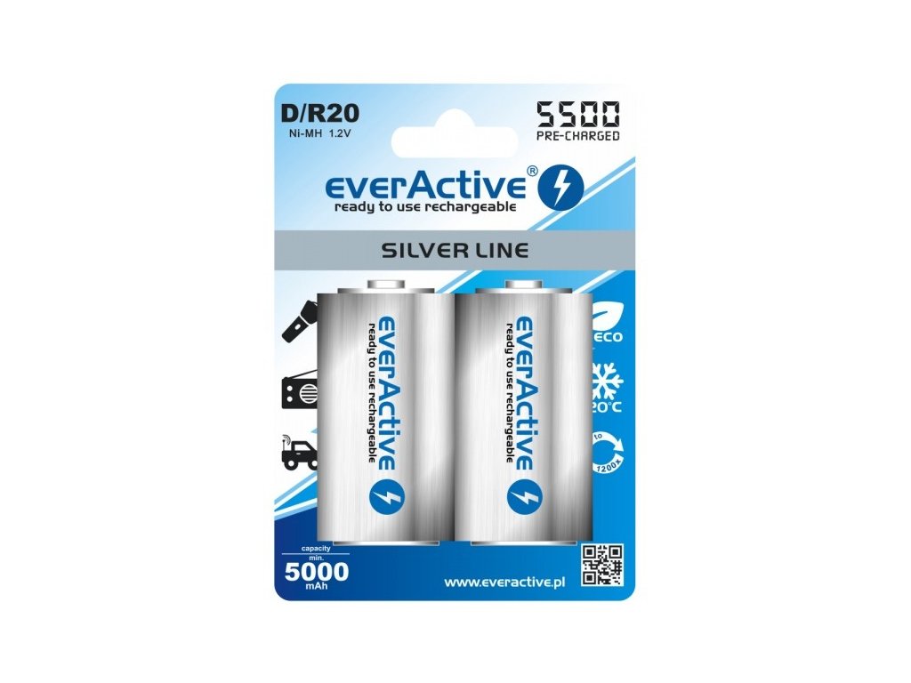 Baterie EverActive Silver Line D 5500mAh 2ks blistr