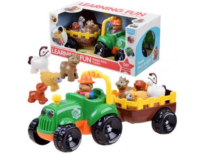 Traktor s vlečkou a zvířátky zelený 1