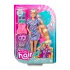 Barbie Totally Hair blondýnka v hvězdičkových šatech