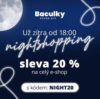 🌙 Zítra od 18:00 startuje nightshopping! 🛍️ Užij si pohodový večer s 20% slevou na celý eshop! 💙 Stačí zadat kód: NIGHT20...