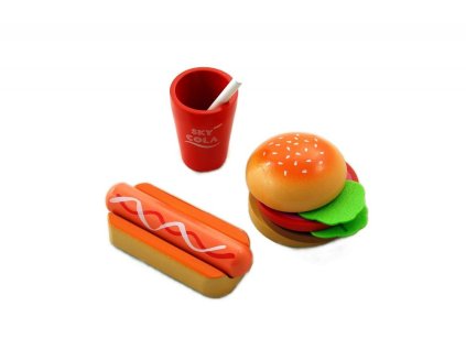 lelin drevena hracka fast food sada