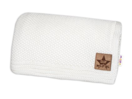 bavlnena deka decka pletena basic 80x90cm bila