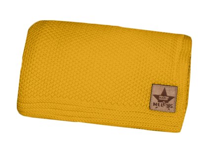 bavlnena deka decka pletena basic 80x90cm horcicova