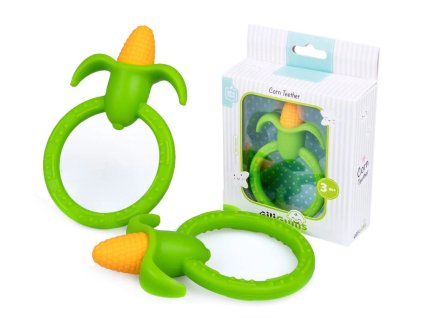 giligums detske silikonove kousatko corn teether 3m zelena 1 ks