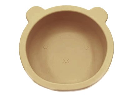 silikonova miska s prisavkou medvidek prumer 12 cm tmave bezova