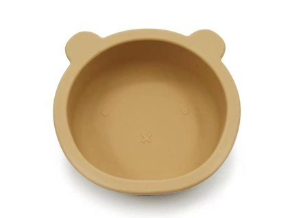 silikonova miska s prisavkou medvidek prumer 12 cm horcicova