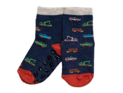 Dětské ponožky s ABS Auta - granát (Velikost 27-30)