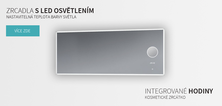 Zrcadla s LED osvětlením kosmetickým zrcátkem a hodinami