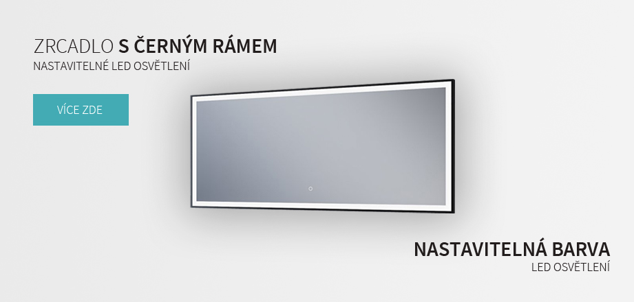 Zrcadlo s černým rámem a LED osvětlením 1400 x 600 mm, nastavite