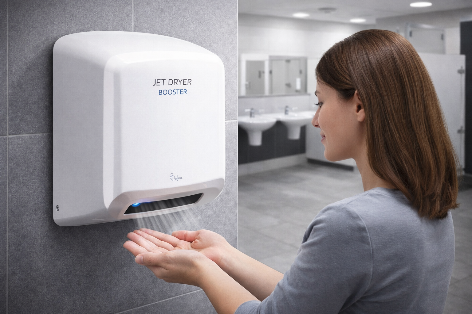 Elektrické osoušeče rukou do veřejných toalet a provozů