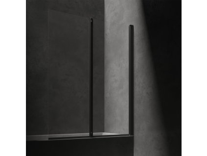 OMNIRES - KINGSTON vanová zástěna dvojdílná, 120  cm černá mat / transparent /BLMTR/ XHE20BLTR