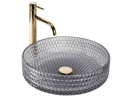 REA - Umyvadlo na desku Cristal Grey 39 nikl Ring REA-U8880